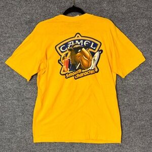 Vintage Camel Cigarettes Joe Cool Smooth Character Yellow T Shirt Men's M